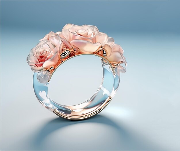 Un anillo con un diseño de rosa.