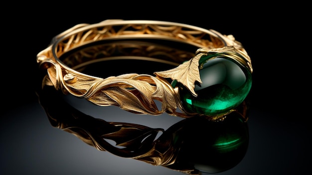 anillo dorado con esmeralda