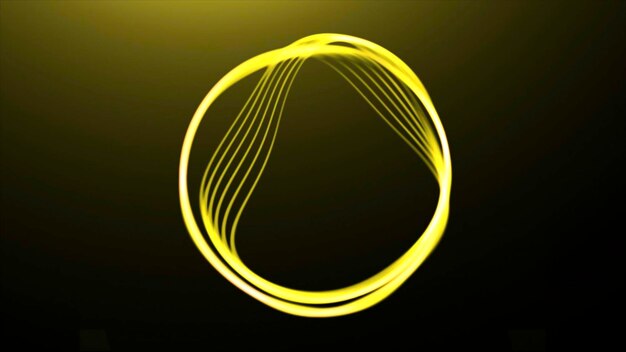 Anillo flexible abstracto aislado en una silueta de círculo transformador de movimiento de fondo oscuro con