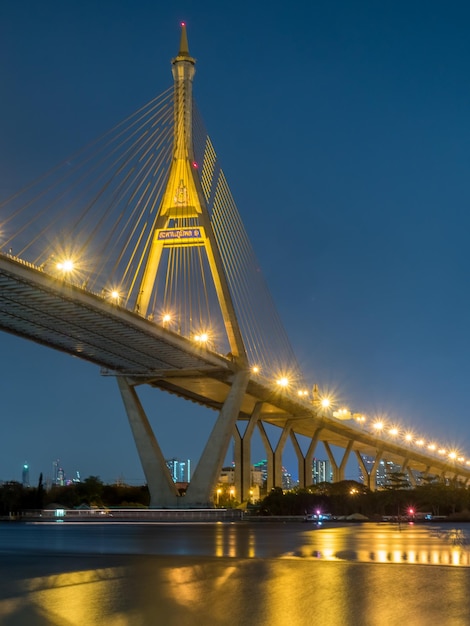 El anillo industrial une la palabra tailandesa que significa 'Bhumiphol' y cruza el río Chaophraya en Bangkok