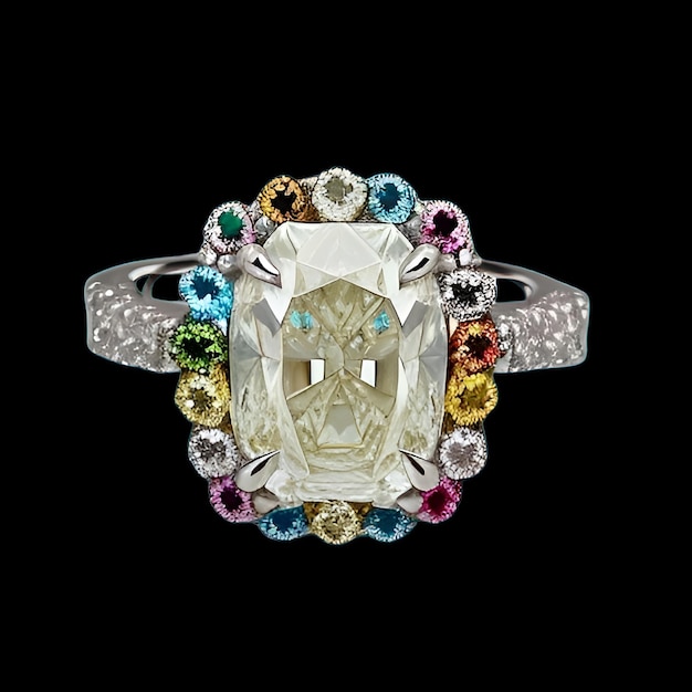 Anillo de mujer de diamantes de colores mezclados