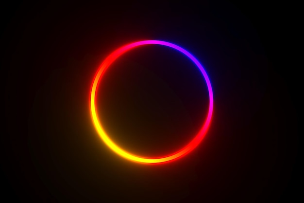 anillo de neón sobre fondo negro representación de la ilustración en 3D