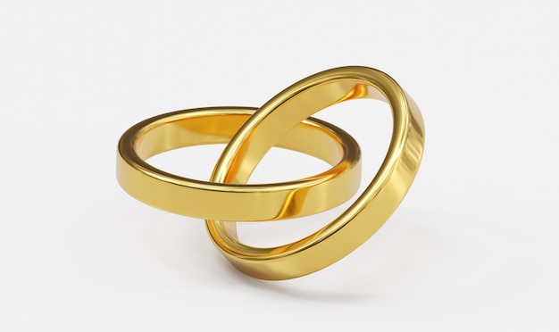 Anillo de oro aislado sobre fondo blanco 3d render