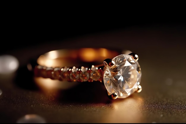 Un anillo de oro con un diamante en él