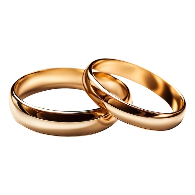 Anillos de boda de oro aislados sobre un fondo blanco