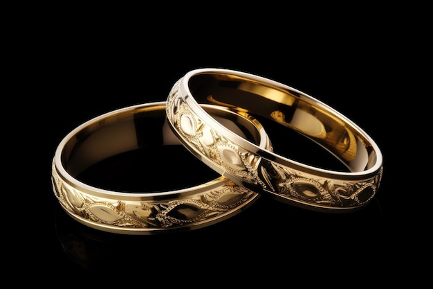 Anillos de boda de oro brillante en 3D Una combinación perfecta para casarse y brillar juntos