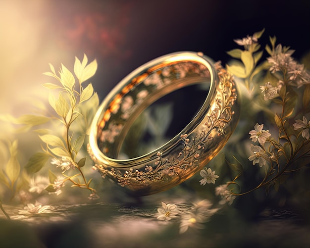 anillos de boda de oro de lujo, generados por ai