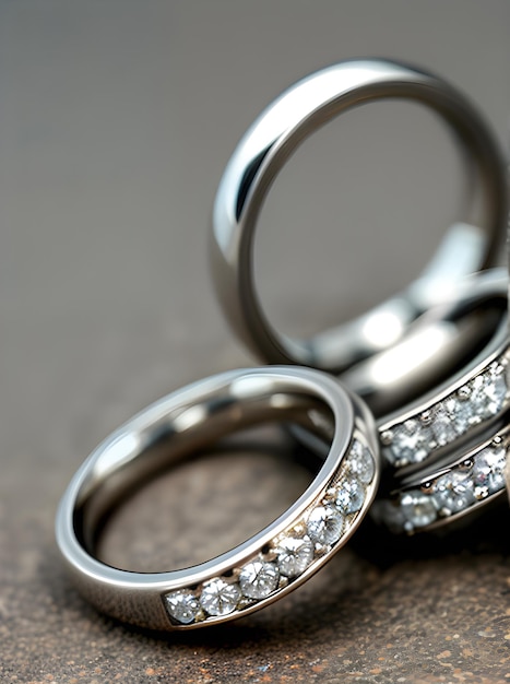 Anillos de boda realistas capturados en un primer plano extremo con un enfoque nítido de alta calidad HDR UHD K y resolución K generativa AI generada