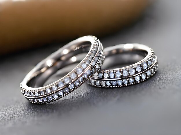 Anillos de boda realistas exhibidos con un enfoque nítido y muy detallado que ofrecen alta calidad Capturados en resolución HDR UHD K y K Generación de IA generativa