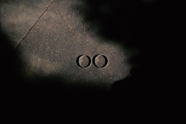 Los anillos de boda simbolizan el amor de la familia. Un par de anillos de boda simples.