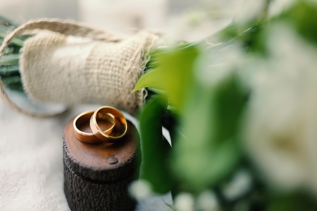 Anillos de boda símbolo amor familia Un par de anillos de boda sencillos