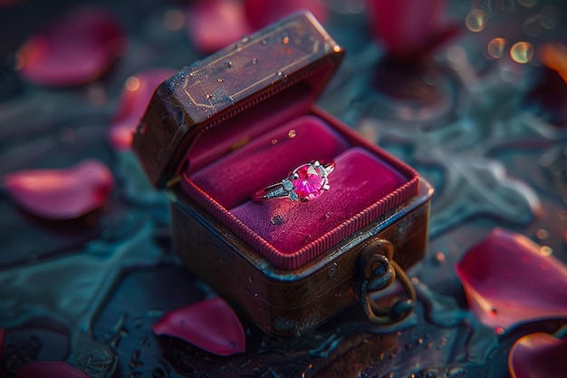 anillos de bodas en una caja de regalos