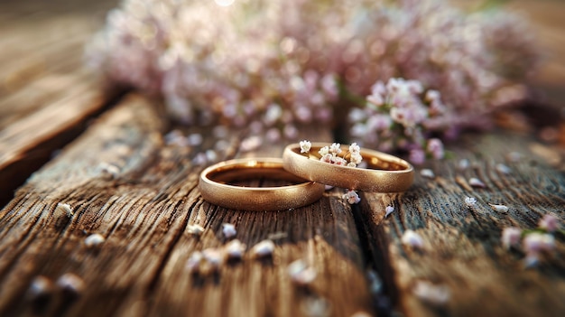 Foto los anillos de bodas en la mesa