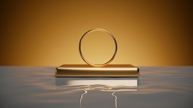 Anillos de oro Fondo de exhibición de producto de podio flotante color dorado Generado por IA