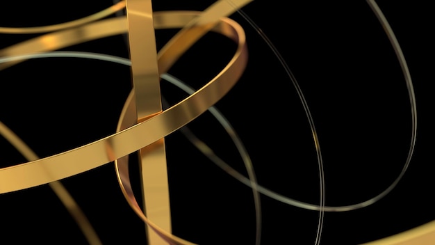 Foto anillos de oro sobre fondo negro 3d render ilustración