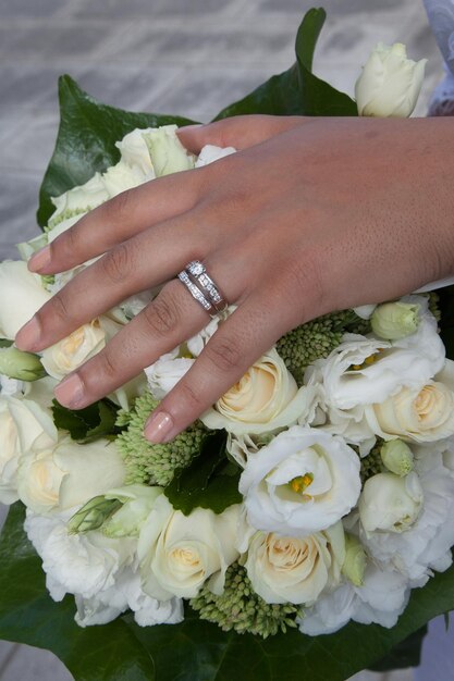 Anillos en ramo de novia