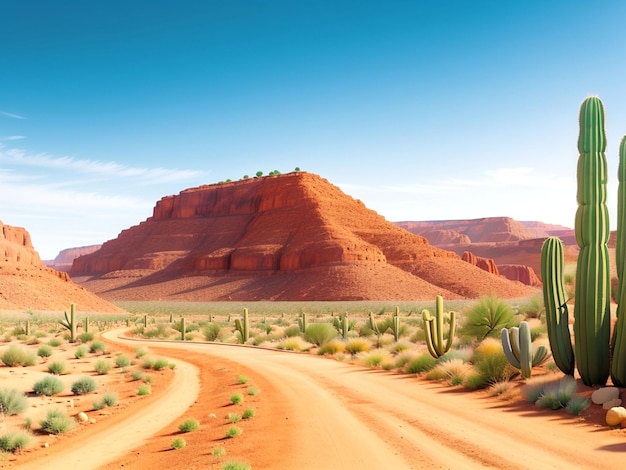 ANIMAÇÃO DE ESTILO DE ESTRADA NO DESERTO DA MONTANHA DE PEDRA