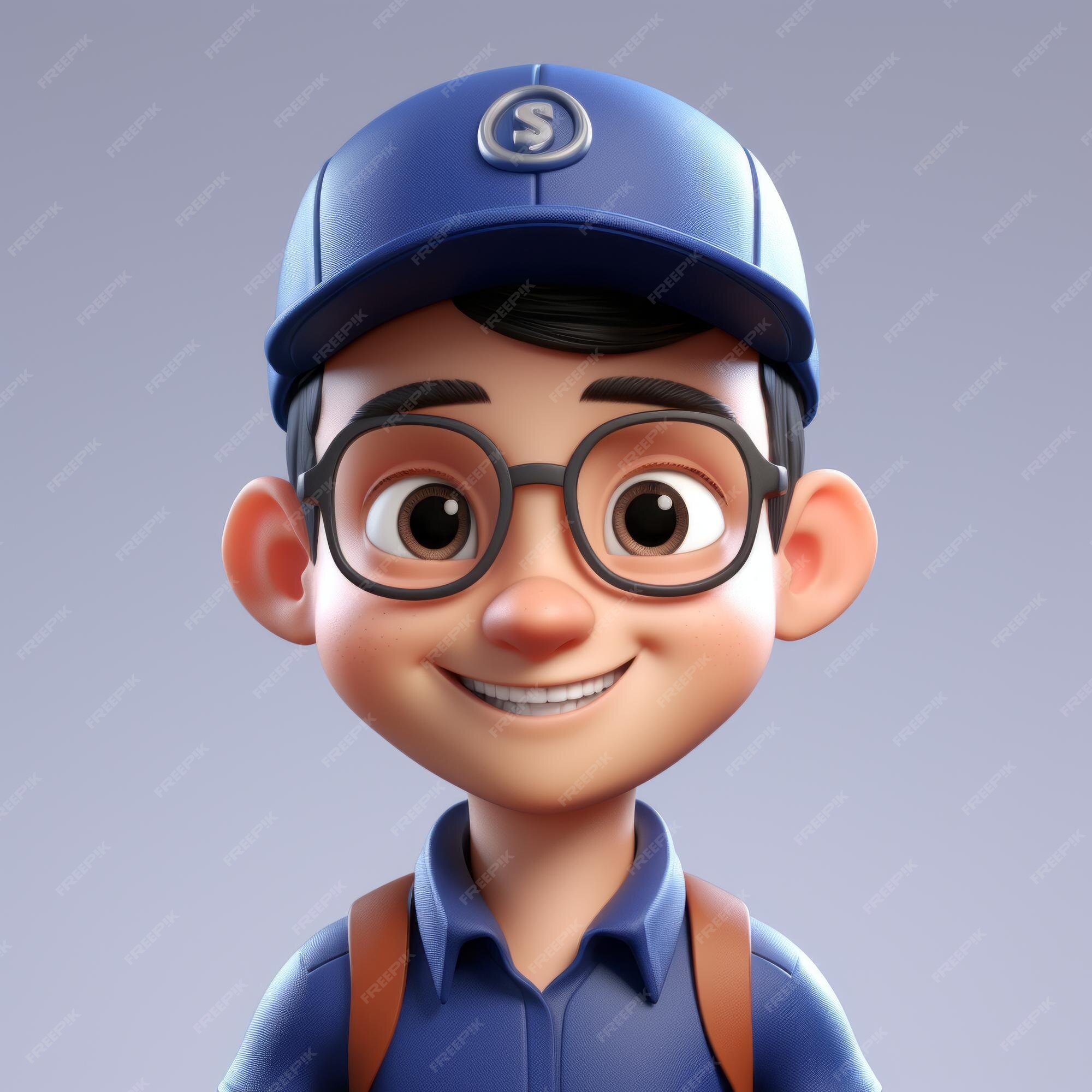 Jovem Personagem De Desenho Animado 3d Atrás De Um Homem De Xadrez Em Azul  Com Espaço De Cópia Ilustração Stock - Ilustração de menino, conceito:  229919877