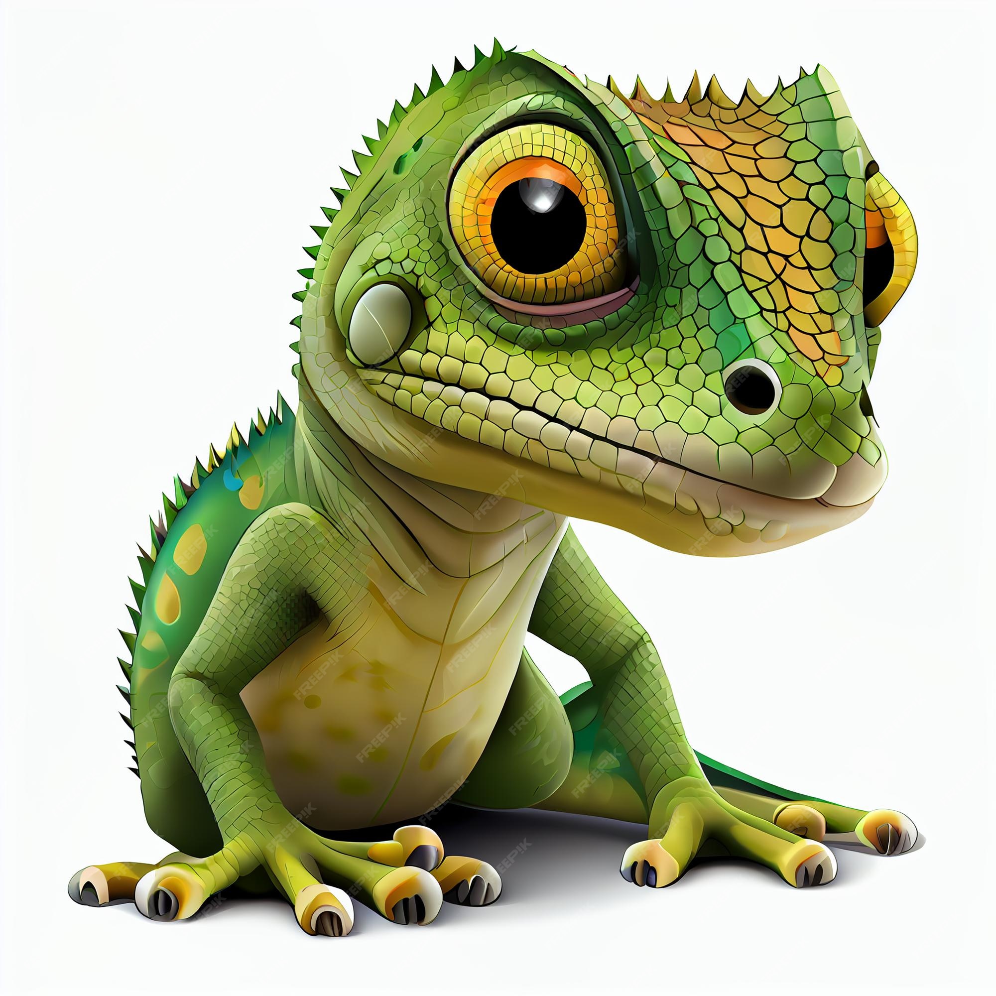 Lagarto feliz dos desenhos animados 3d