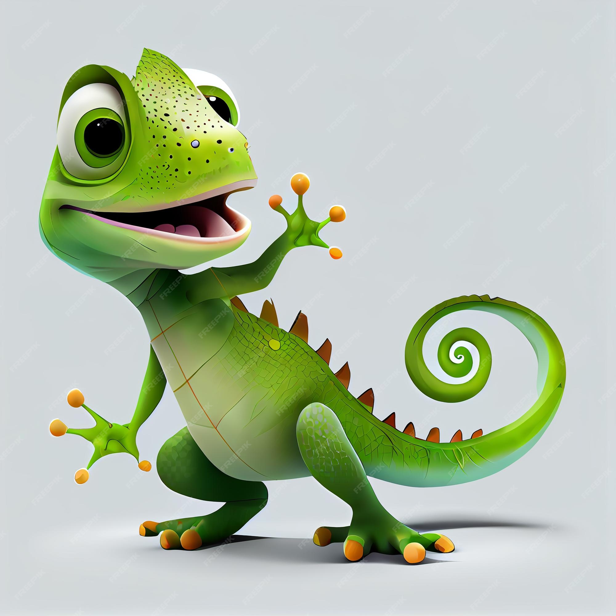 Lagarto feliz dos desenhos animados 3d