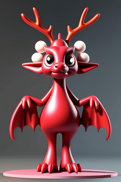 Animação de desenho animado Dragão Chinês Bebê Antropomórfico Renderização 3D Personagem Modelo Figura Produto