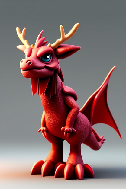 Foto animação de desenho animado dragão chinês bebê antropomórfico renderização 3d personagem modelo figura produto