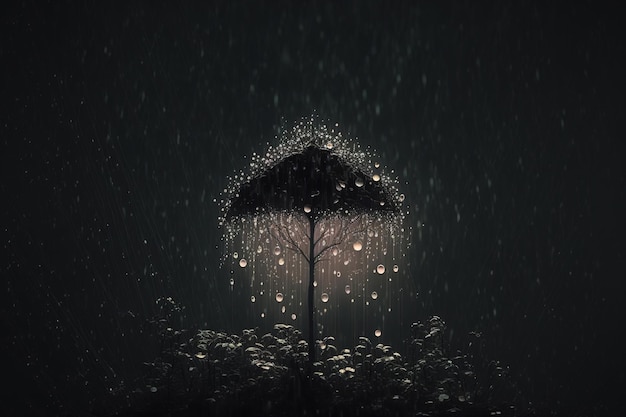 Animação de gotas de chuva caindo em câmera lenta sobre um pano de fundo preto