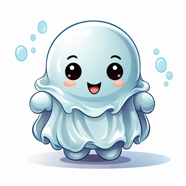 Animação de Halloween kawaii figura fantasma agarrando doces pequeno fantasma autônomo com um sorriso genial ansioso para distribuir doces e transmitir alegria durante as festividades trickortreat