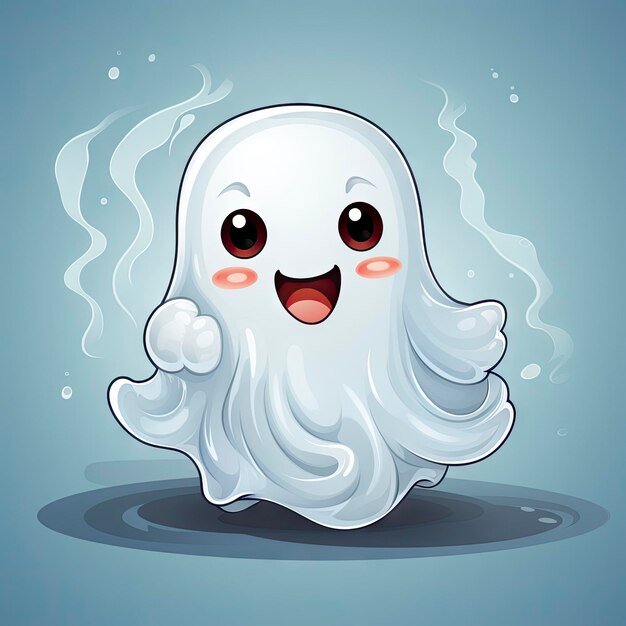 Animação de Halloween kawaii figura fantasma agarrando doces pequeno fantasma autônomo com um sorriso genial ansioso para distribuir doces e transmitir alegria durante as festividades trickortreat