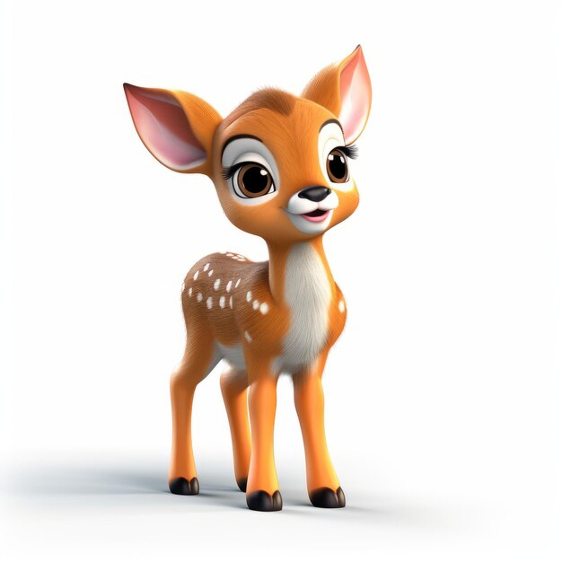 Animação de personagem fofo de cervo minúsculo no estilo Pixar