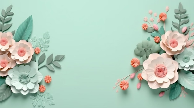 Animação de quadro floral festivo Modelo botânico em branco Generative AI