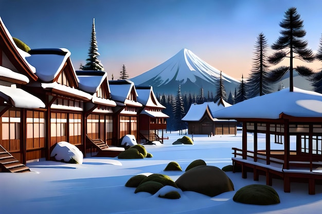 Animação japonesa cenário de paisagem 3D com belas nuances naturais