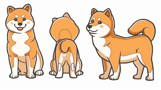 Animação japonesa Shiba Inu personagem ilustração moderna