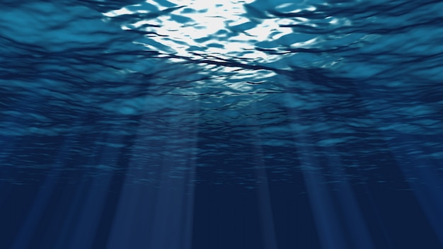 Foto animación 3d bajo el agua de las olas del océano.
