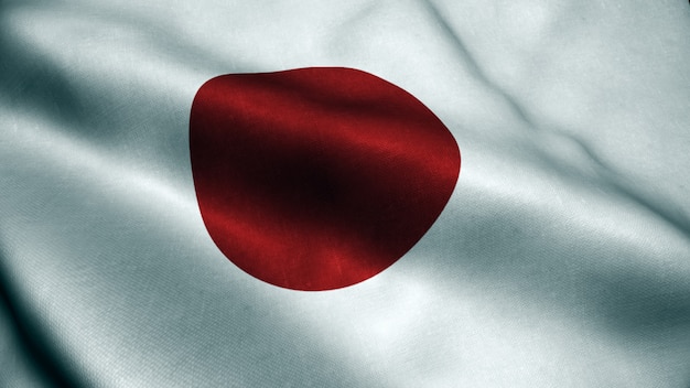 Animación 3D de la bandera de Japón. Bandera de Japón realista ondeando en el viento.