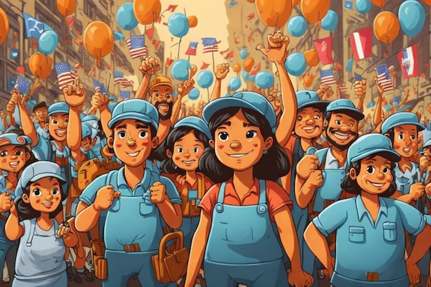 Animación 3D Celebraciones del Día del Trabajo en todo el mundo