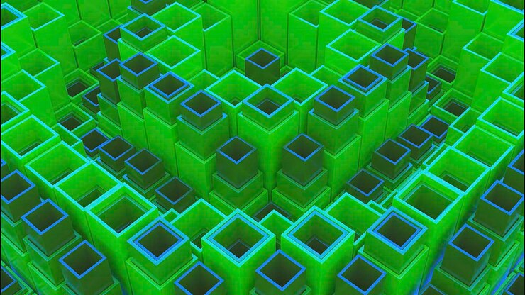 Foto animación 3d de columnas cuadradas en movimiento diseño los pilares cuadrados se mueven dentro de las columnas en ondas las columnas se elevan y caen en ondas en la estructura geométrica