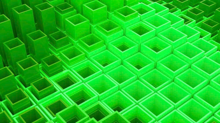 Foto animación 3d de columnas cuadradas en movimiento diseño los pilares cuadrados se mueven dentro de las columnas en ondas las columnas se elevan y caen en ondas en la estructura geométrica