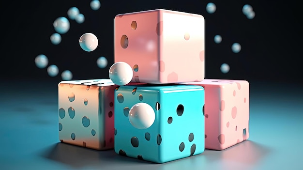 Animación 3D de cubos al estilo de rosa claro.