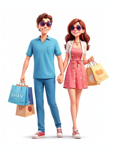 Animación 3D gratuita de moda en movimiento Compras con IA generativa para hombres y mujeres con estilo