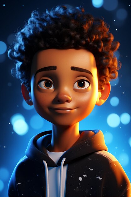 Animación en 3D de un niño lindo y guapo