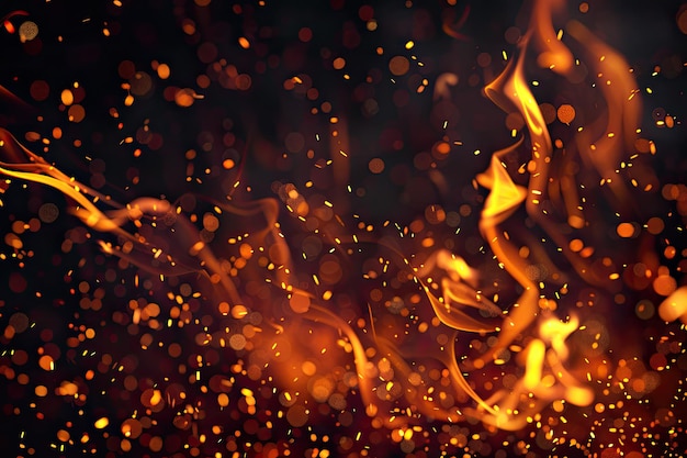 Animación en 4K 3D de brillo naranja ardiente volando brasa quemando partículas de ceniza con alfa transparente ch