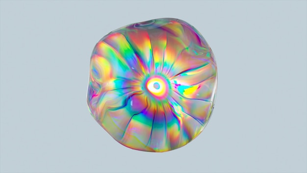 Animación abstracta de una esfera transparente en el proceso de transformación Refracción de la luz Efecto prisma Dispersión