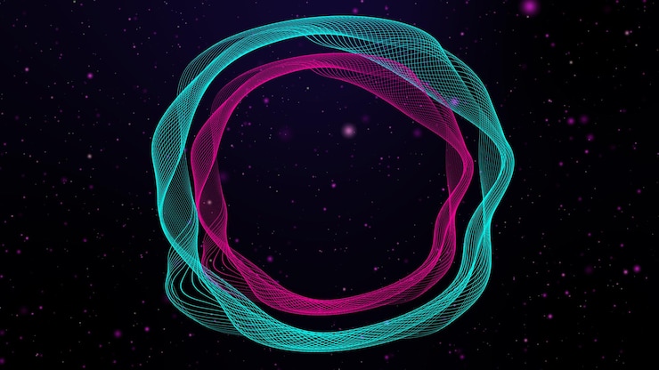 Foto animación de anillos de neón en el espacio