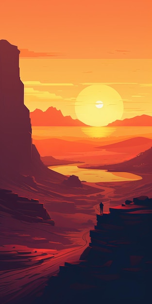 Una animación de aterrador y realista Badlands Sunset inspirada en Atey Ghailan