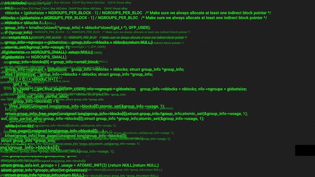 Foto animación de concepto de hacker de codificación de pantalla verde con error de escritura de código de programación