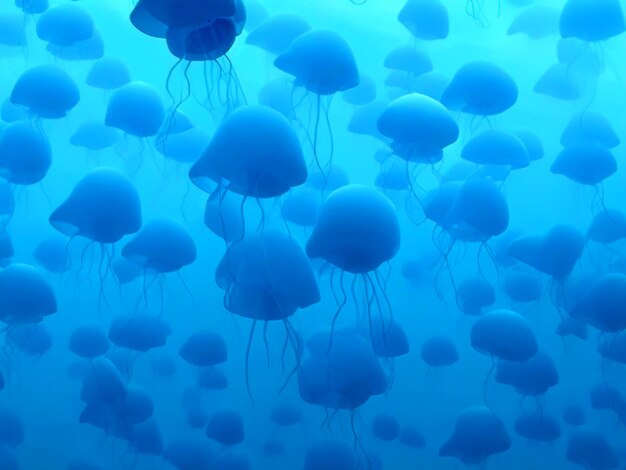 Animación sin costuras Medusa azul en el fondo del mar bajo el agua Patrón de fondo