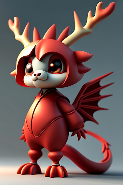 Animación de dibujos animados Dragón chino Bebé Antropomórfico Representación 3D Modelo de personaje Figura Producto