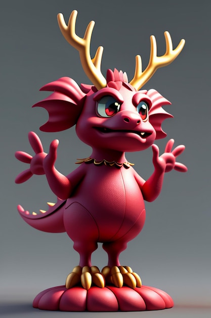 Animación de dibujos animados Dragón chino Bebé Antropomórfico Representación 3D Modelo de personaje Figura Producto