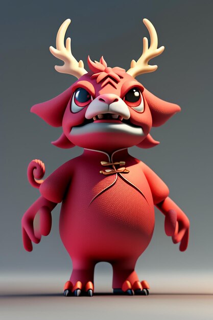 Animación de dibujos animados Dragón chino Bebé Antropomórfico Representación 3D Modelo de personaje Figura Producto